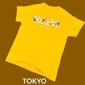 TOKIO SUMMER FUN OVERSIZED TSHIRT graphic tee top CANARY YELLOW COTTON SIZE MED